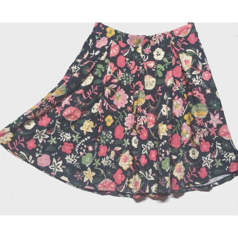 Lularoe skirt floral short pleated fit flare gray pink STRETCH POCKETS